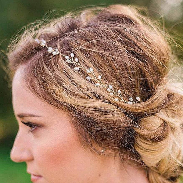 pearl Bridal hair piece pearl bridal headpiece Bridal hair vine Wedding hair piece pearl Wedding hair vine pearl headband Pearl hair band