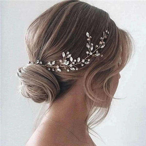 Enredadera de pelo de cristal, enredadera de pelo de novia, enredadera de pelo de boda, accesorio para el cabello de boda, postizo de dama de honor, delicado postizo de novia de boda, regalo