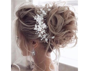 Flower Pearl Headpieces bride headdress Bridal hair accessories, Wedding Handmade Headband, Boho Vintage Wedding Hair Accessory,Gift