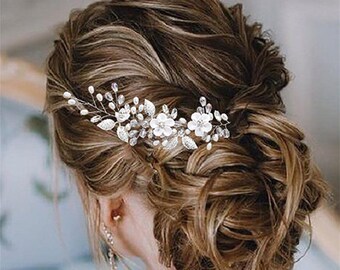 Accesorios para el cabello de flores y hojas, Crystal Hair Vine, Tocados hechos a mano de boda, Accesorios para el cabello de novia, Accesorio para el cabello de boda Vintage Boho