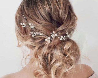 pearl headband Bridal hair piece crystal Bridal hair vine crystal bridal headpiece silver Wedding hair piece crystal Wedding hair vine boho