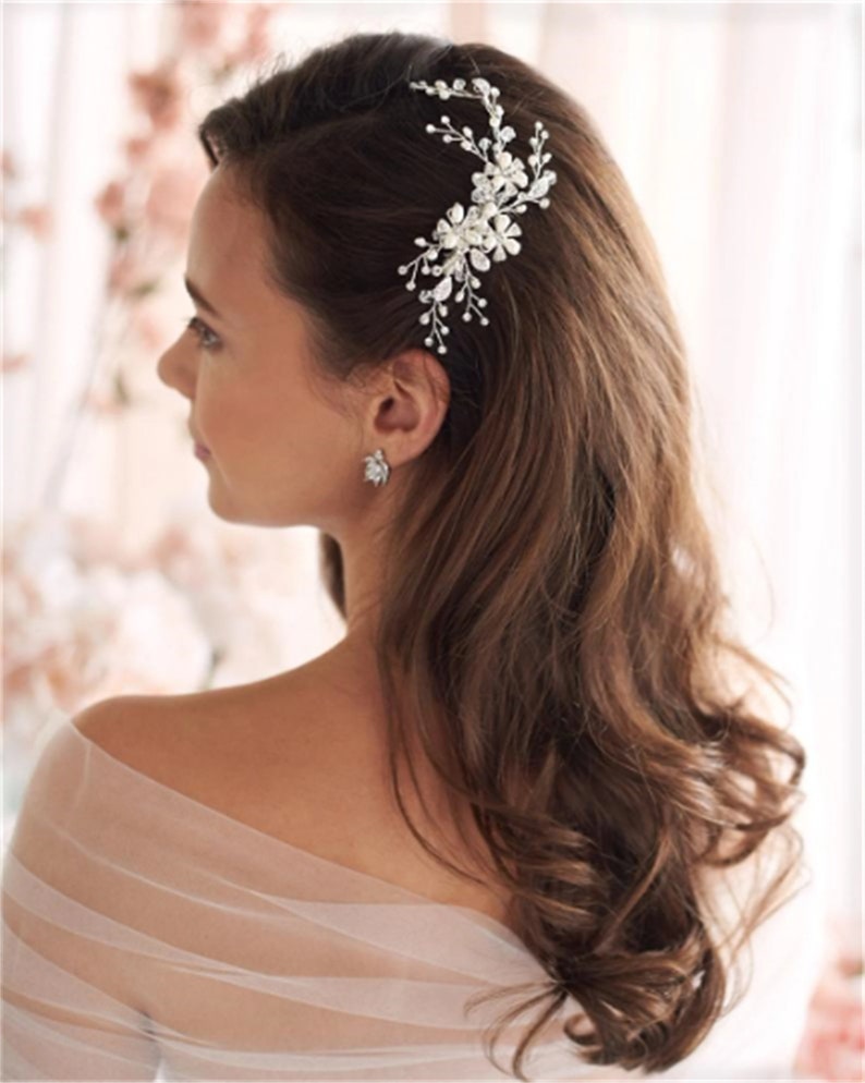 Pearl & Floral Bridal Clip,Wedding Hair Clip,Bridal Hair Clip,Handmade Hair Clip,Floral Bridal Hair Clip,Pearl Wedding Clip,Gift to her imagem 2