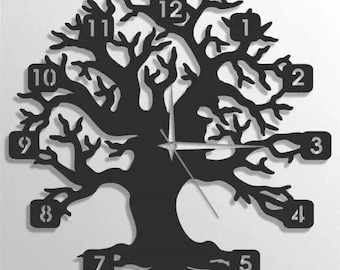 Laser Cut Tree Shaped Wall Clock SVG, CDR File