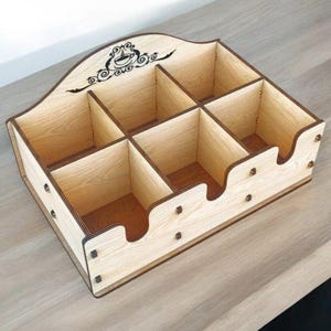 Laser Cut Teebeutel Aufbewahrungsbox mit 6 Fächern Vektor 3.80mm SVG, DXF, CDR