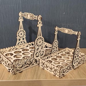 Laser Cut Decorative Easter Gift Basket 3.80mm SVG, CDR File