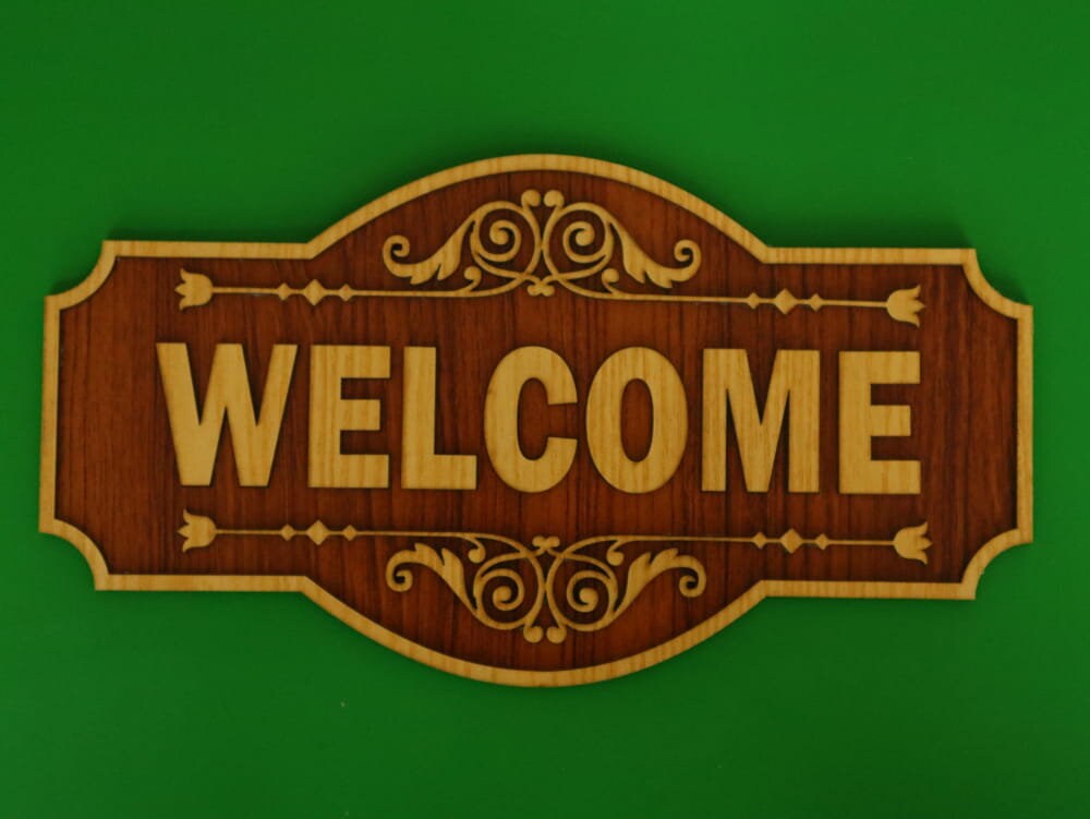 Laser Cut Wooden Welcome Sign Decorative Welcome Board CDR, DXF, Ai ...