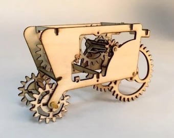 Laser Cut Wooden Gear 3D Puzzle Toy Car SVG, PDF, DXF, Cdr, ai