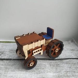 Miniature Tractor Wooden Model 4mm Laser cut SVG,DXF,PDF,cdr,ai