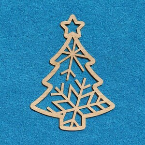 Laser Cut Star Christmas Tree with Snowflake Ornament SVG, DXF, CDR