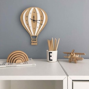 Laser Cut Hot Air Balloon Shape Cartoon Wall Clock Kids Room Decor CDR File