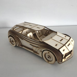 Auto giocattolo in legno tagliato al laser 3 mm CDR, PDF, SVG, DXf, ai