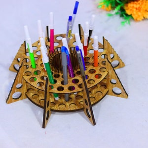 Laser Cut Pen Stand Wooden Pencil Holder Desk Organizer Brush Holder 3mmCDR, DXF, SVG, Ai, pdf