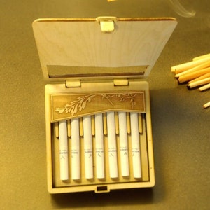 Caixa de cigarro de madeira cortada a laser Vector 4mm Ai, CDR, PDF