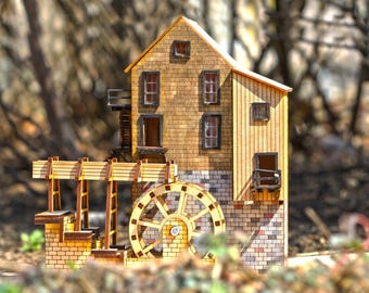 Laser Cut Water Mill 1.61mm SVG File