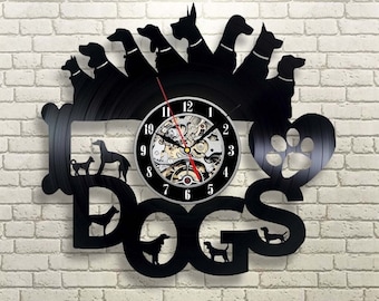 Horloge murale chien découpée au laser, fichier DXF pour amoureux des chiens