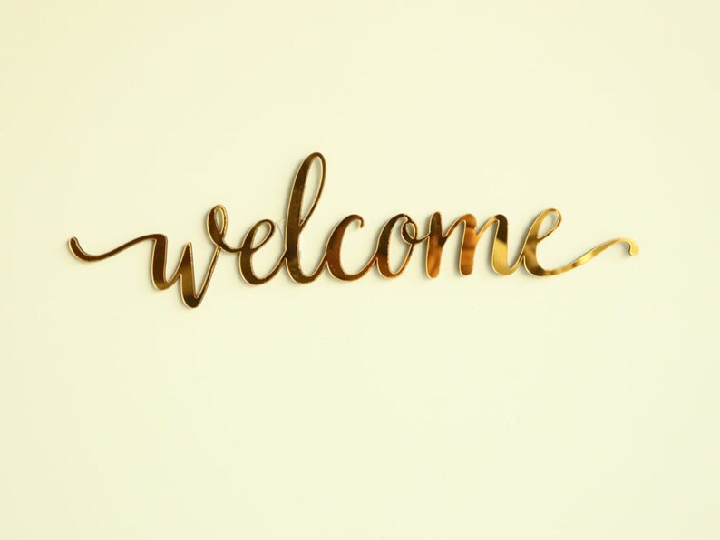 Laser Cut Welcome Script Word CDR, DXF, SVG, Ai, Pdf - Etsy