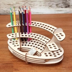 Buntstifthalter Schreibtisch Organizer Laser Cut File 3mm Durchgänge, 10mm Kreis SVG, DXF, CDR