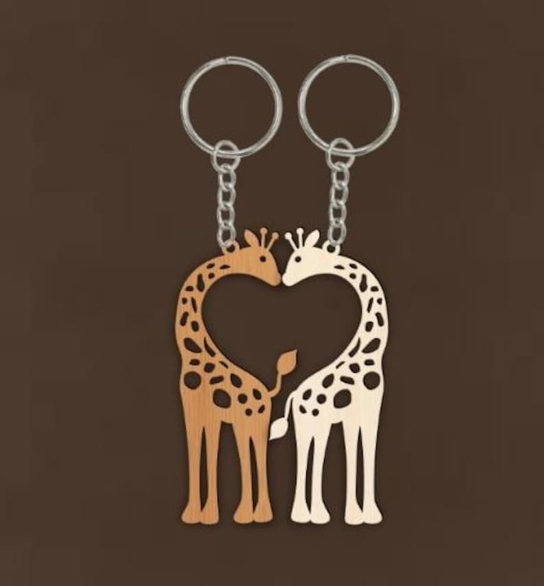 Laser Cut Giraffe Keychain SVG, CDR File - Etsy