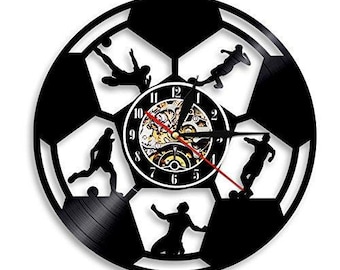 Laser Cut Football Wall Clock Sport Wall Clock Gift For Soccer Lover Footballer SVG, CDR File