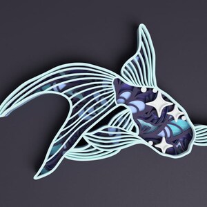 Laser Cut Goldfish Layered Art SVG File