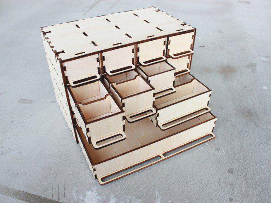 Laser Cut Stackable Drawer Box Storage Organizer Vector 3.80mm SVG, DXF ...