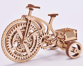 Laser Cut Bicycle 3D Wood Puzzle Model Vector 3.50mm SVG, DXF, PDF, CDr, ai