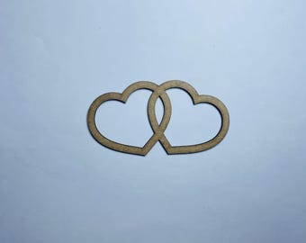 Laser geschnittene Holzherzen Ausschnitt Holz Zwei Herzen Form CDR, DXF, SVG, Ai, pdf, eps