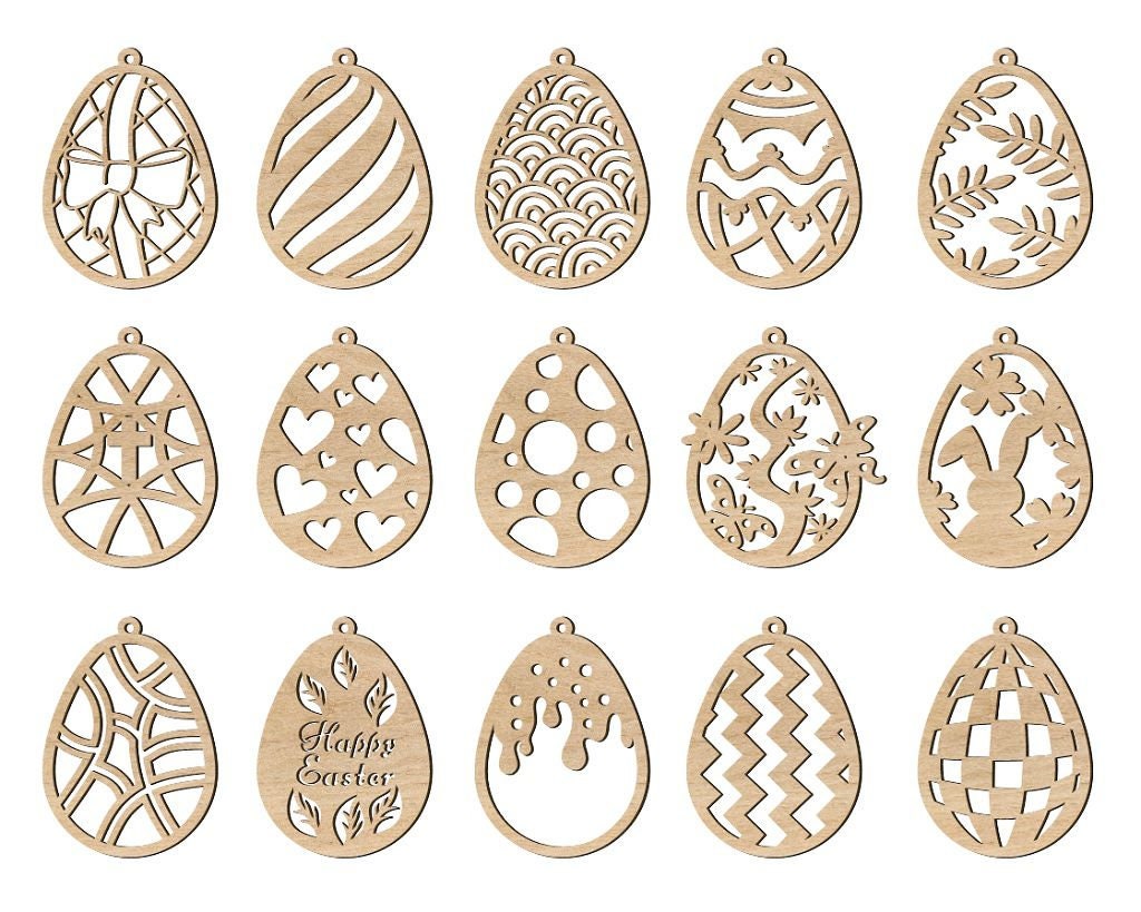 Laser Cut Wooden Easter Egg Hanging Ornament Vector Ai, Cdr, Dxf - Etsy