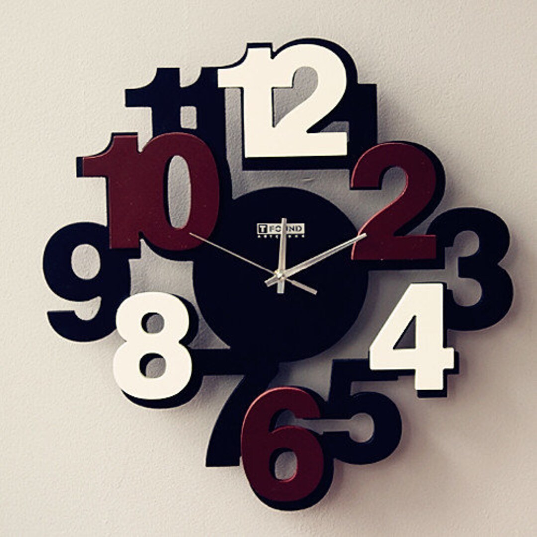 Laser Cut Contemporary Wall Clock With Bold Numbers CDR, SVG, DXF - Etsy
