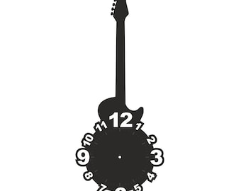 Guitar Shaped Wall Clock Laser Cut CDR File