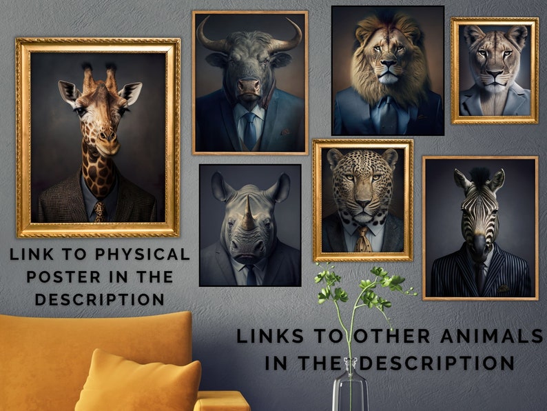 Fox in Suit Animal Head Wall Decor, Funny Animal Portrait, Altered Art