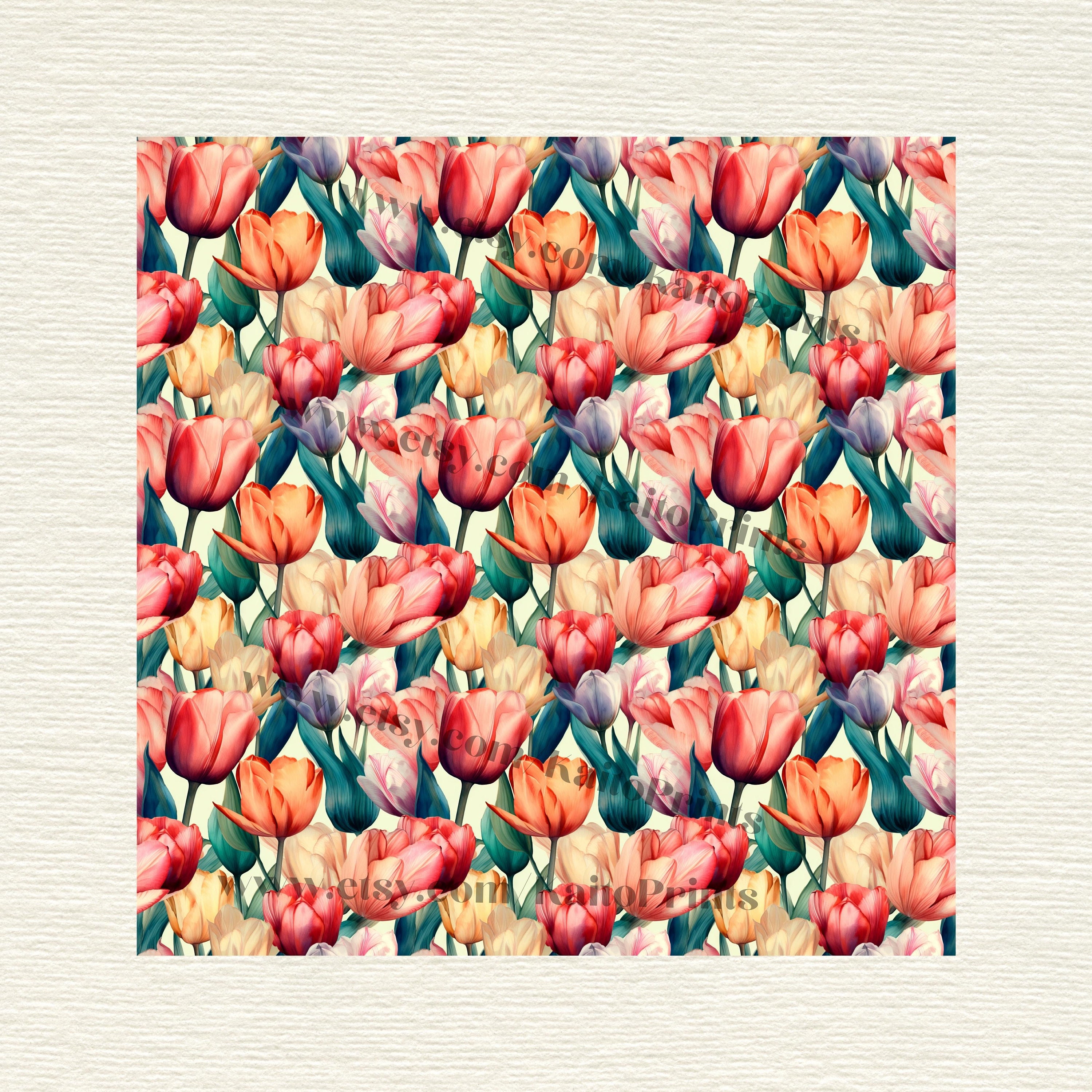 Seamless Tulip Digital Paper, Seamless Tulip Pattern, Tulip Wedding ...
