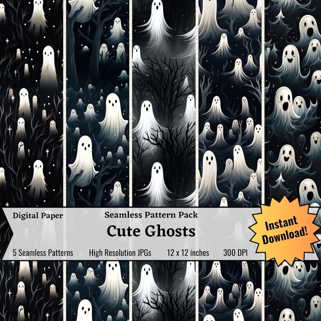 Cute Ghost Patterns, Fun Halloween Ghost Pattern, Kid's Ghost Pattern ...