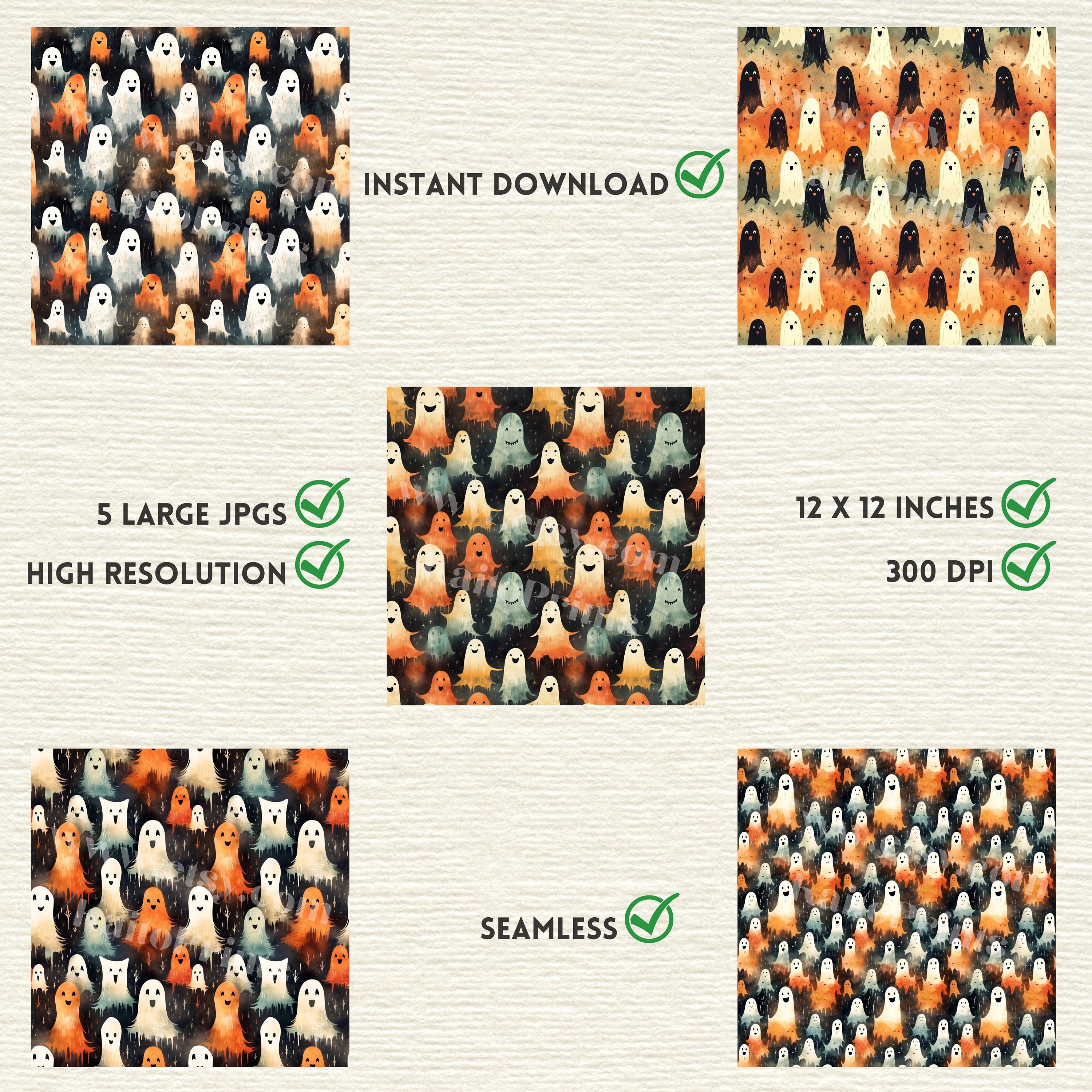 Happy Ghosts Patterns Fun Halloween Ghost Pattern Fun Ghost - Etsy