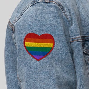 Pride Heart Embroidered Patch Rainbow LGBTQ Embroidered Patch, Iron-On Sew-On Badge, Pride Gear, Pride Festival Accessory, Equality Patch