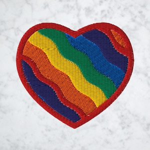Heart Pride Patch – Rainbow Heart LGBTQ Embroidered Patch, Iron-On Sew-On Badge, Love Is Love, Pride Festival Accessory, Love Equality Patch