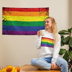 Vintage LGBTQ Flag, Textured Pride March, Rustic Rainbow Love, Gay Banner, Pride Parade, Festival Clothing, Pride Flag, London Pride,