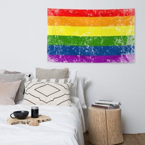Textured Gay Pride Flag, Vintage LGBTQ Flag, , Rustic Rainbow Love, Gay Banner, Pride Parade, Festival Clothing, Pride Flag, London Pride,