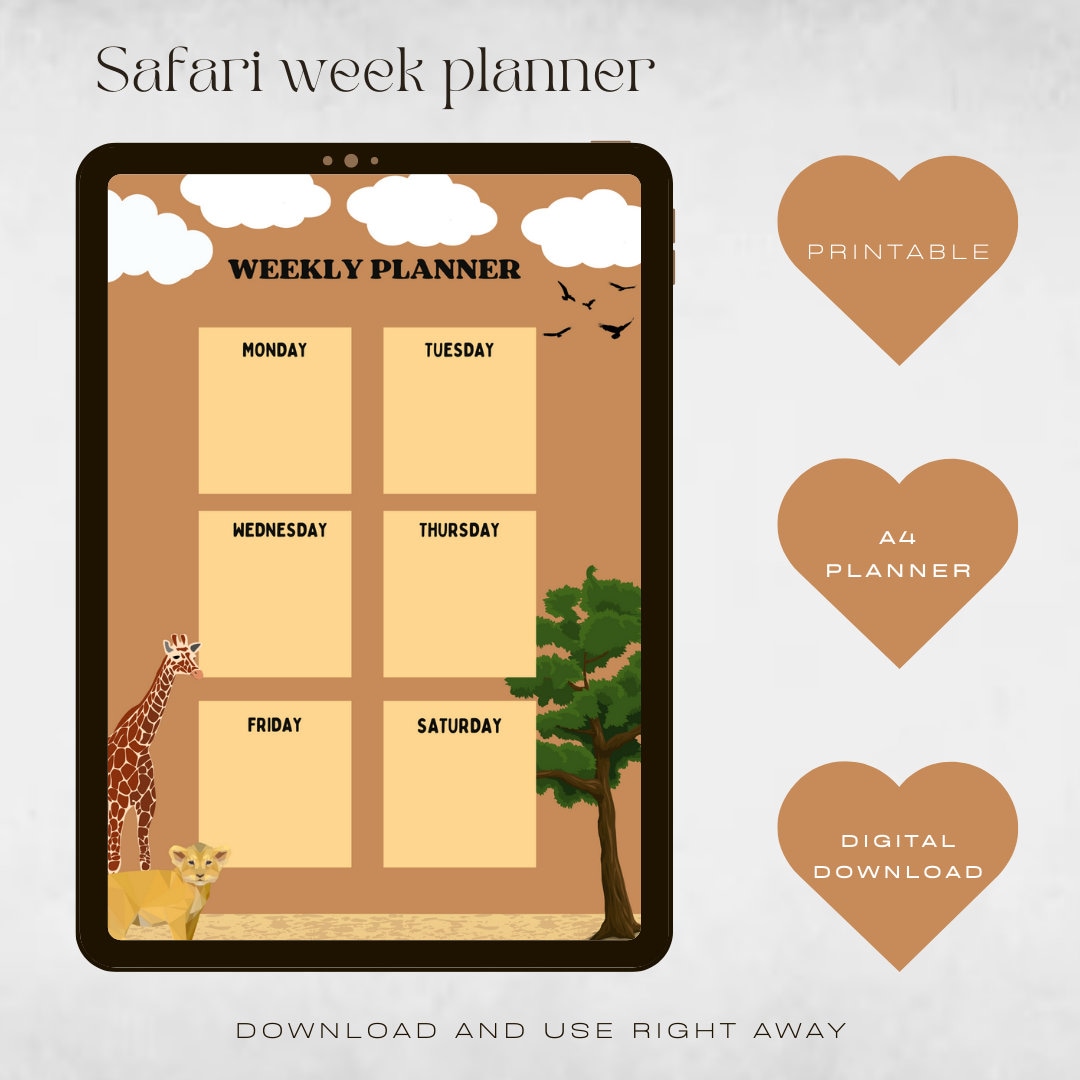 Animal Schedule Printable, Cute Safari Schedule, Safari School Planner