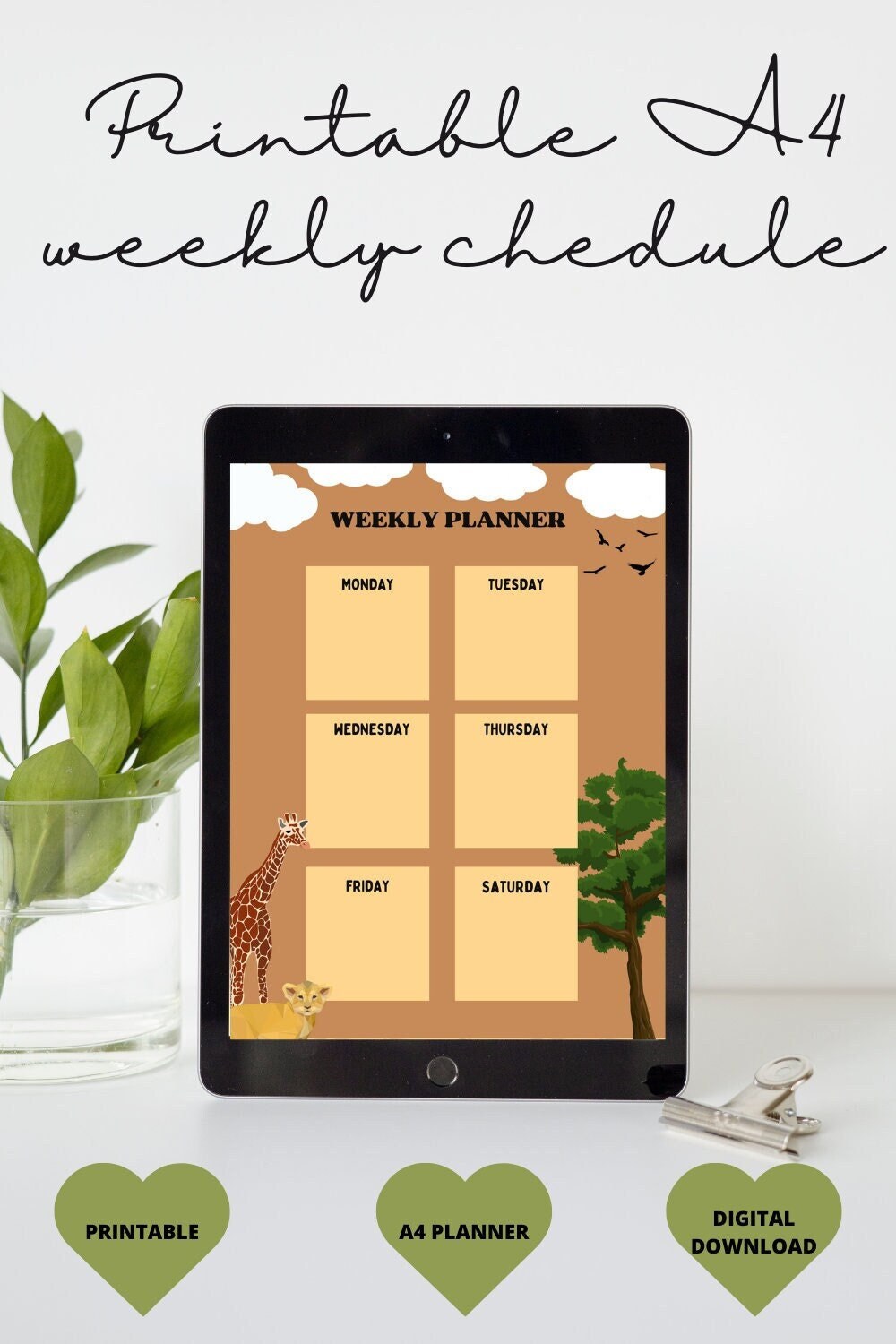 Animal Schedule Printable Cute Safari Schedule Safari School Etsy