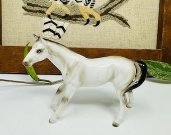 Vintage Ceramic Horse Figurine, Japan Collectible Horse Sculpture - Light Brown with Dark Brown Mane and Tail