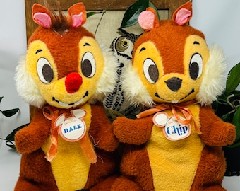 Coppia di giocattoli di peluche vintage Cip e Ciop Walt Disney