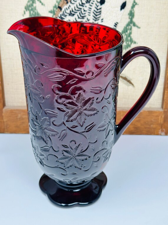 Princess House Fantasia Crystal Red Pitcher - Etsy