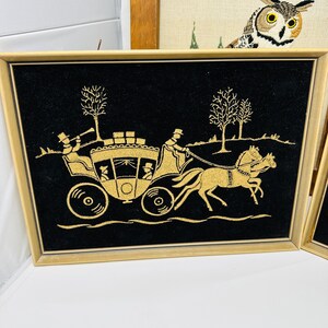 Paar Pferde und Buggy Wandbehänge (Kunst) - Schwarz und Gold - Vintage Carriage Art