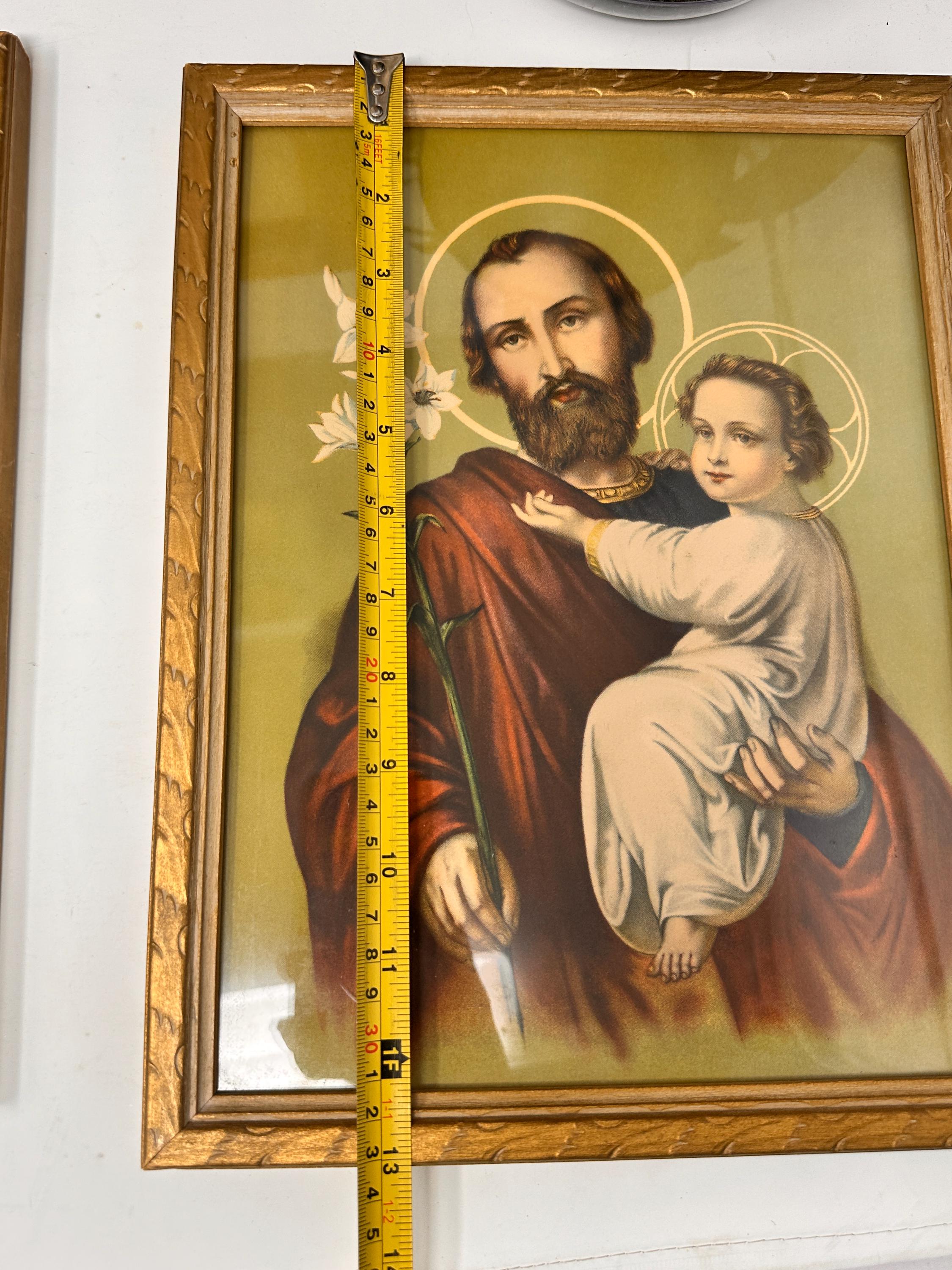 ヴィンテージの額入り宗教画：聖ヨセフと聖母マリア、1940年代の