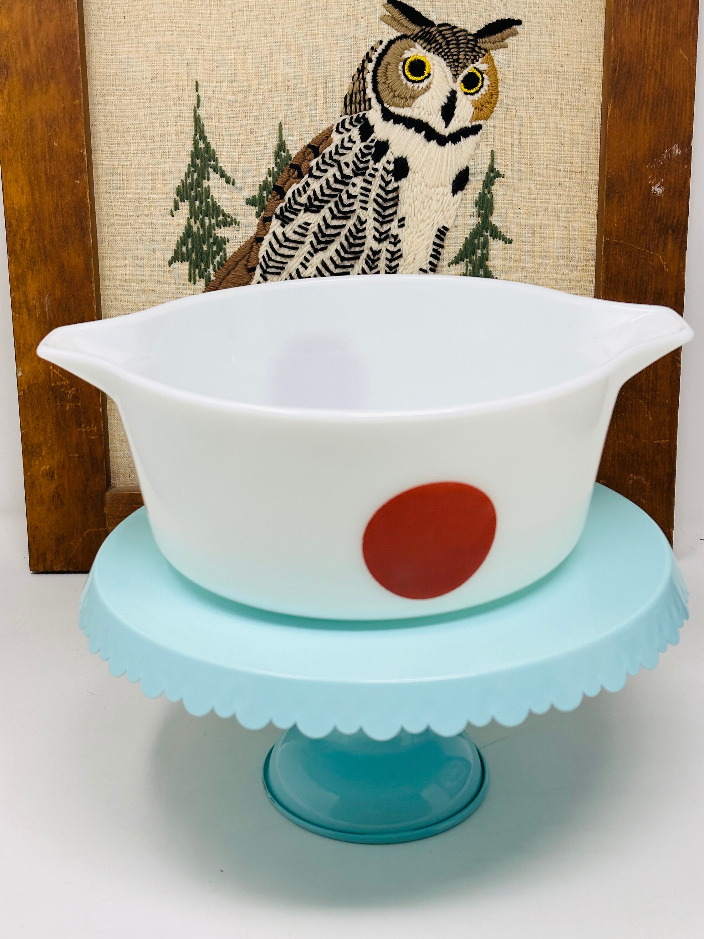 Vintage 1970s Pyrex Moon Deco Red Dot Casserole Dish - Etsy