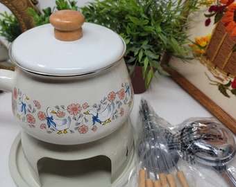 Vintage Goose Fondue Set