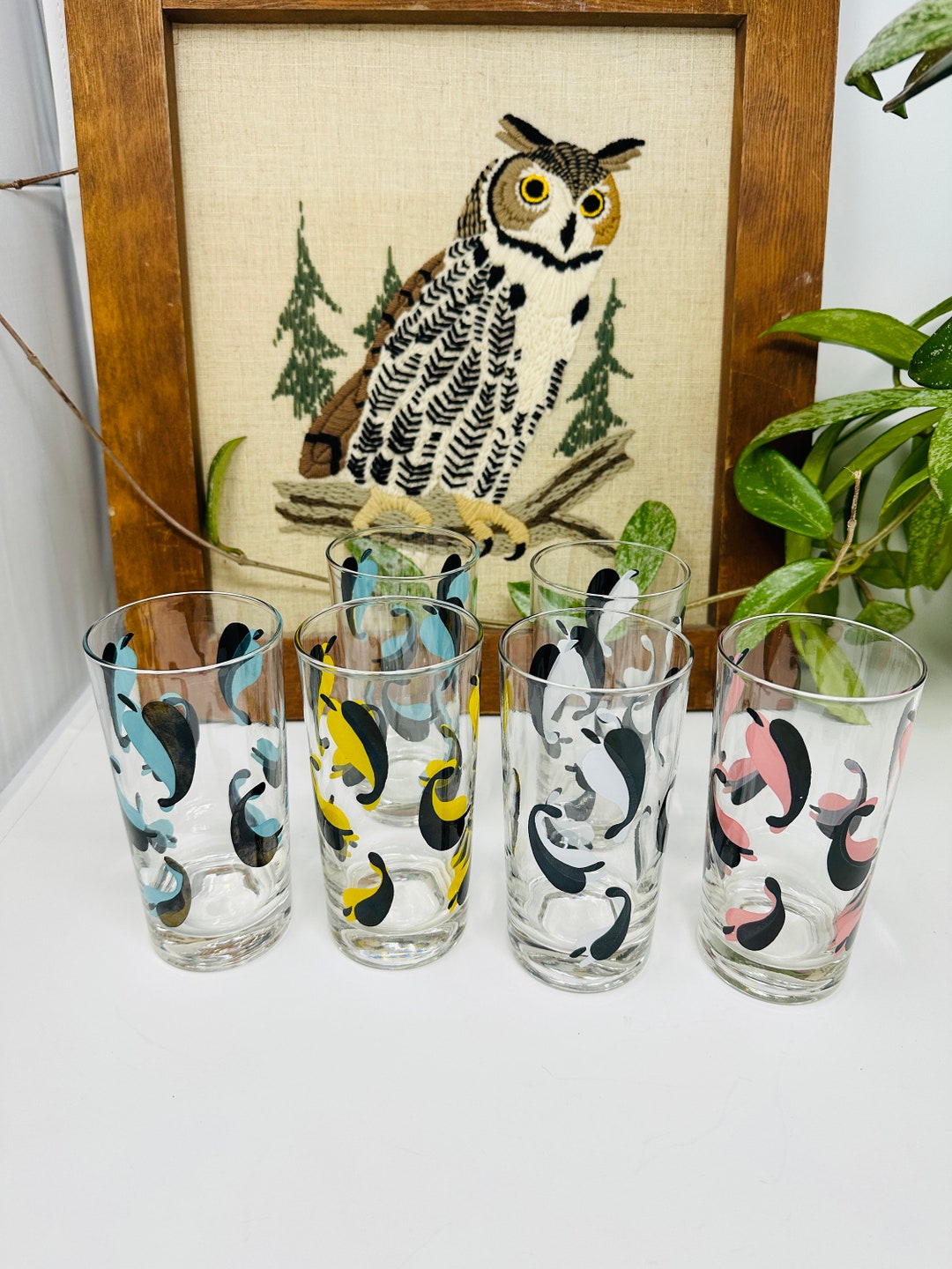 Art Deco Drinking Glasses Mid Century Modern Water/juice Glasses Set of