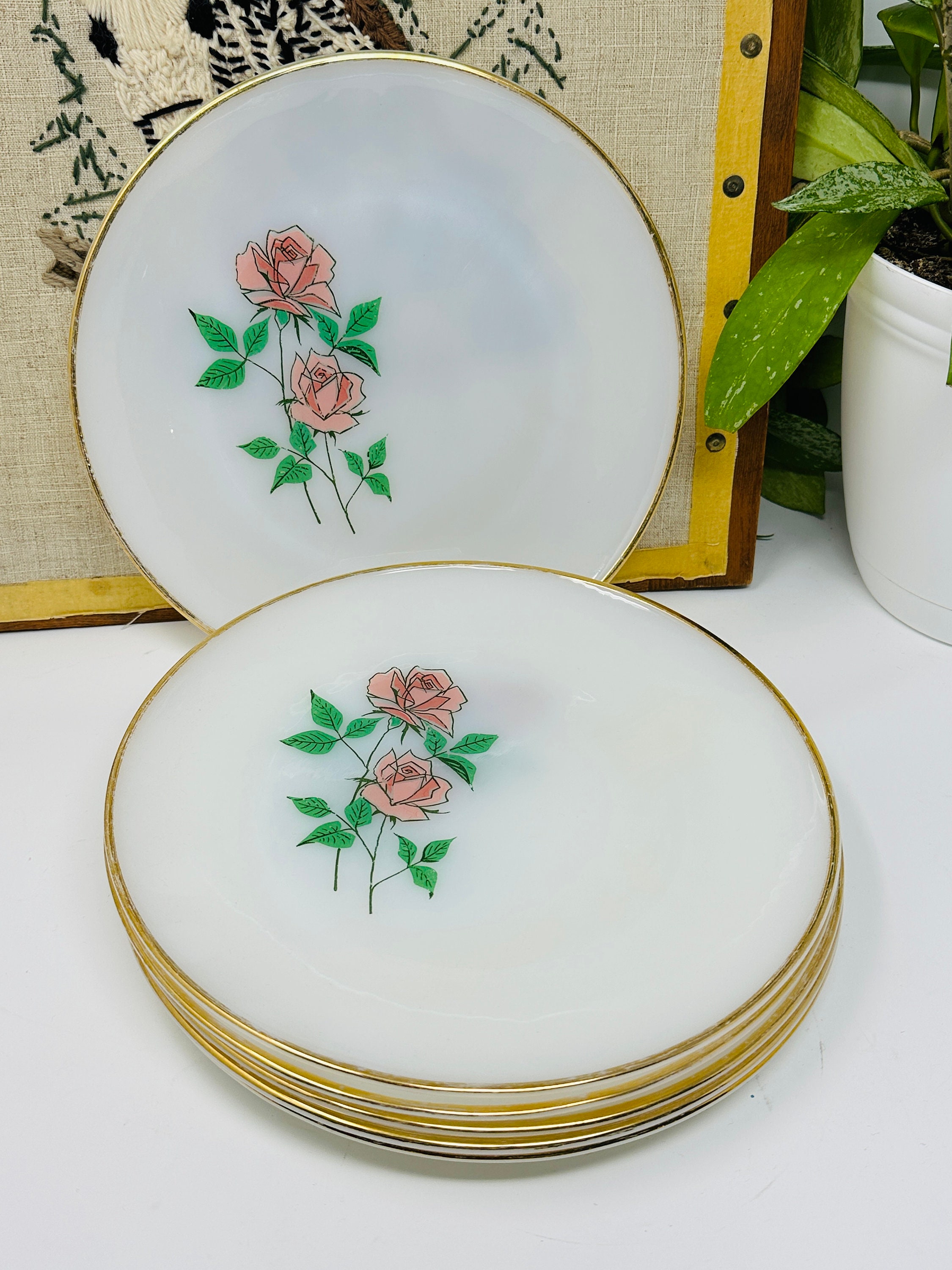 美品✨ ビンテージ ファイヤーキング アニバーサリーローズ プレート 3枚 ヴィンテージ ファイヤーキング アニバーサリーローズプレート - 6枚