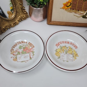Vintage Vegetable & Mushroom Soup Bowls